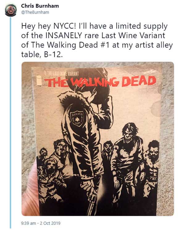 Walking Dead #1 Last Wine variant Chris Burnham Twitter NYCC