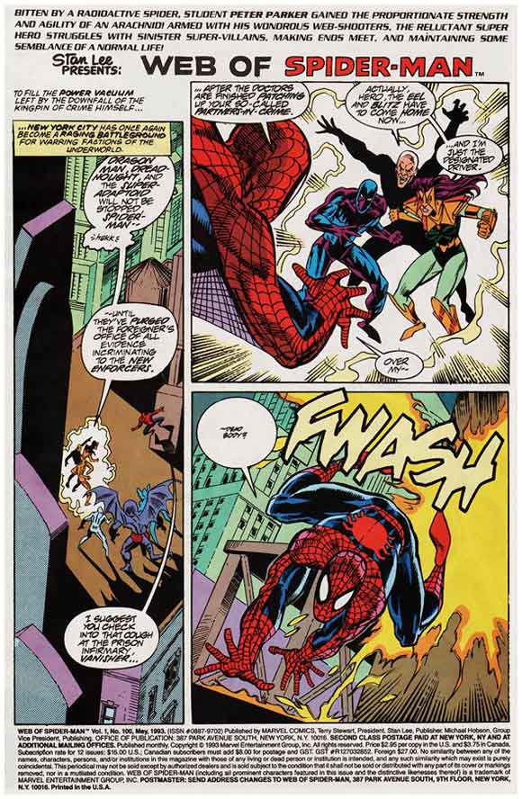 Web Of Spider-Man #100 Splash Page
