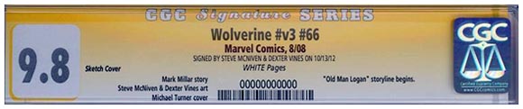 Wolverine Volume 3 #66 Michael Turner Sketch Variant CGC Label