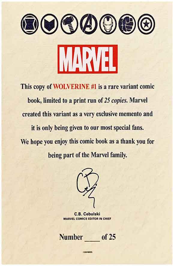 Wolverine Volume 6 #1 Silva Sketch Certificate
