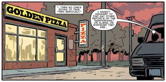 X-Files/Teenage Mutant Ninja Turtles Conspiracy #1 Interior Sample: pizza