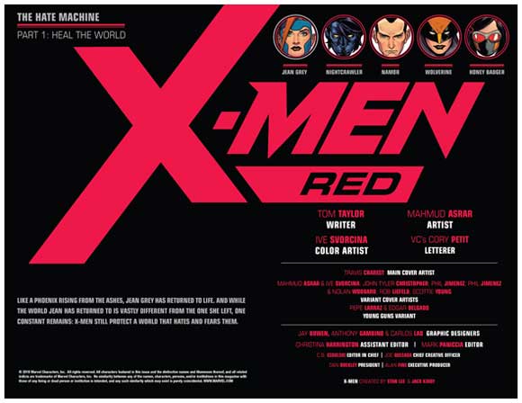 X-Men Red #1 Credits and Title