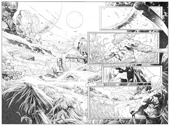 X-O Manowar #1 Brushed Metal Monoka Palosz Page One Art